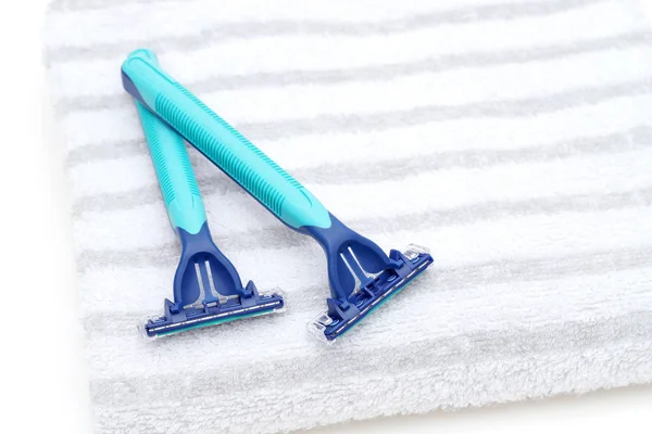 Blue Disposable Shaving Razor White Background — Stock Photo, Image