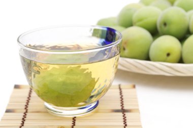 Japon erik şarabına beyaz arka planda umeshu denir.  