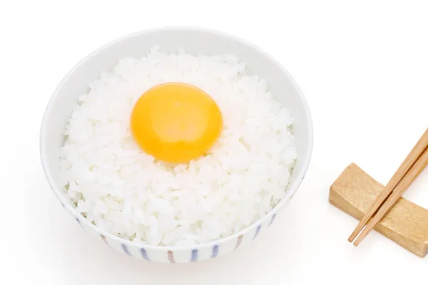 Японская Вареный Рис Сырым Яйцом Тамаго Каке Гохан — стоковое фото