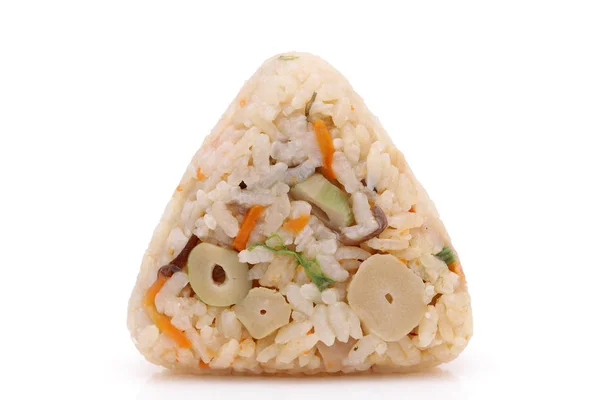 Onigiri Comida Japonesa Bola Arroz Japonesa Triângulo Arroz Com Takikomi — Fotografia de Stock