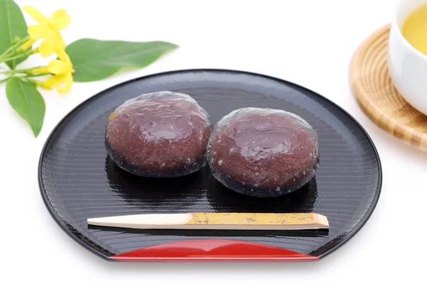 Japanese Traditional Confectionery Kuzu Mochi Sweets White Background — Stock Photo, Image