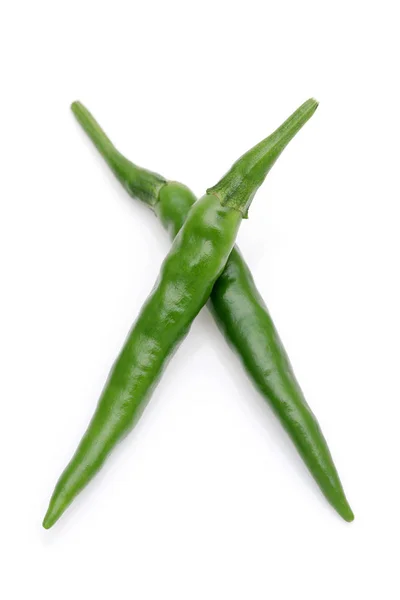 Japanse Groene Chili Peper Geïsoleerd Witte Achtergrond — Stockfoto