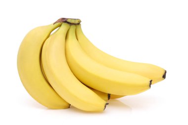 Beyaz arka planda izole edilmiş taze muzlar.