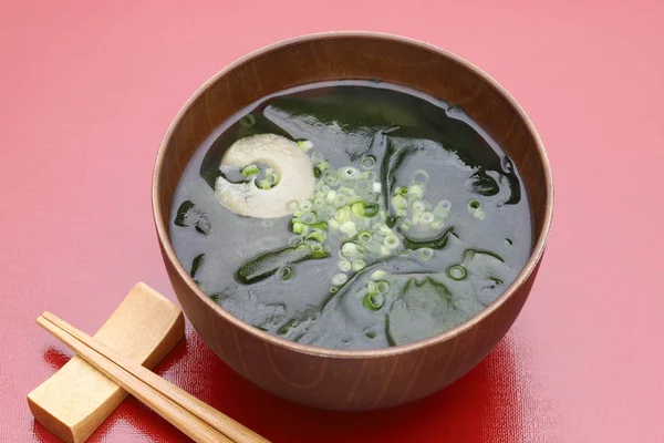Comida Japonesa Sopa Miso Algas Marinhas Wakame Uma Tigela — Fotografia de Stock