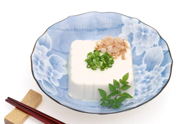 Japanisches Essen Weicher Kalter Tofu Einer Schüssel Auf Weißem Hintergrund — Stockfoto