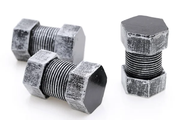 Dirty Bolts Nuts Isolated White Background — Stock Photo, Image