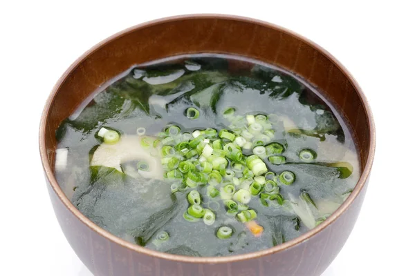 Nourriture Japonaise Soupe Miso Algues Wakame Sur Bol — Photo