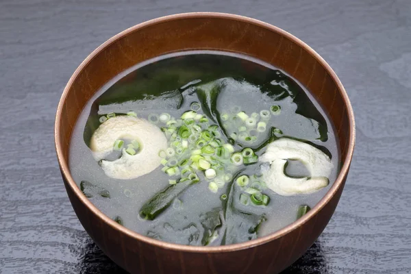 Nourriture Japonaise Soupe Miso Algues Wakame Sur Bol — Photo