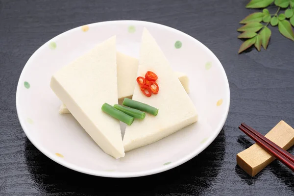 Japanisches Essen Kouya Tofu Küche Auf Schwarzem Hintergrund — Stockfoto