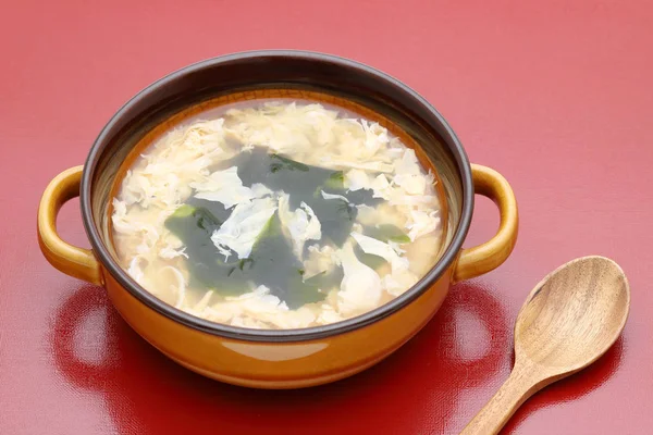 Foof Japonais Soupe Aux Œufs Kakitama Dans Bol Sur Table — Photo
