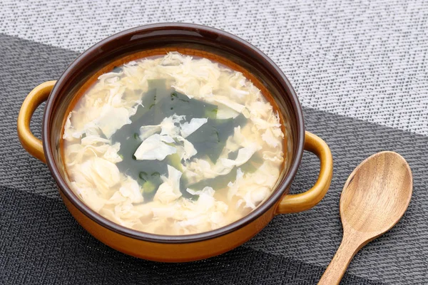 Foof Japonais Soupe Aux Œufs Kakitama Dans Bol Sur Table — Photo