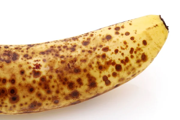 Primo Piano Una Banana Troppo Matura Isolata Sfondo Bianco — Foto Stock