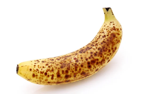 Close Van Een Overrijpe Banaan Geïsoleerd Witte Achtergrond — Stockfoto