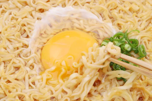 Japanese instant chikin noodles with chopsticks