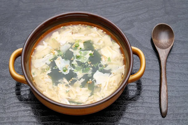 Foof Japonais Soupe Aux Œufs Tamago Dans Bol Sur Table — Photo
