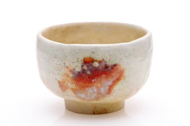 Tek çay kase Japon matcha çay töreni beyaz hackgrond izole kullanılan