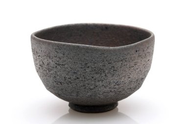Tek çay kase Japon matcha çay töreni beyaz hackgrond izole kullanılan