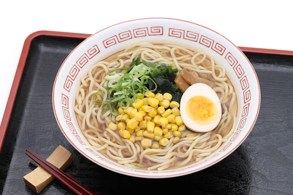 Fideos Salsa Soja Japonesa Tazón Bandeja Negra — Foto de Stock