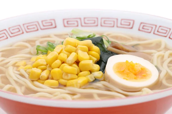 Japán Miso Ramen Tészta Egy Tál Fehér Háttér — Stock Fotó