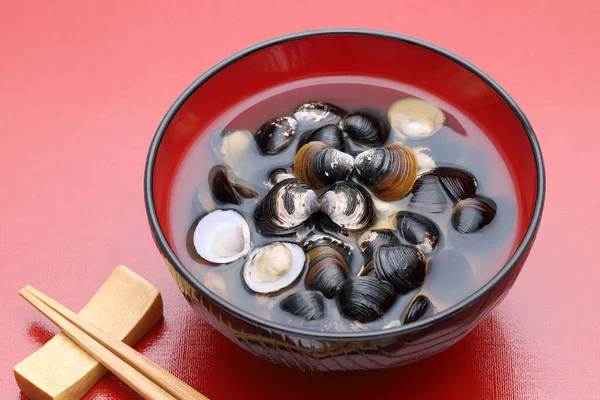 Nourriture Japonaise Soupe Osuimono Shijimi Dans Bol — Photo
