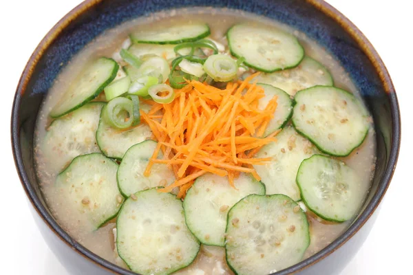 Soupe Miso Froide Hiyajiru Japonaise Sur Fond Blanc — Photo