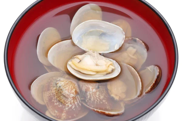 Японский Суп Соевым Соусом Моллюсками Асари Миске — стоковое фото