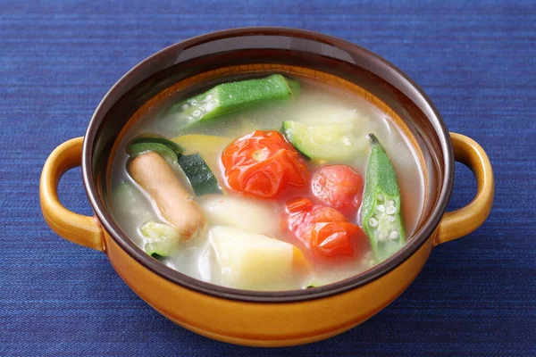 Soupe Saucisses Légumes Pot Feu Japonaise — Photo