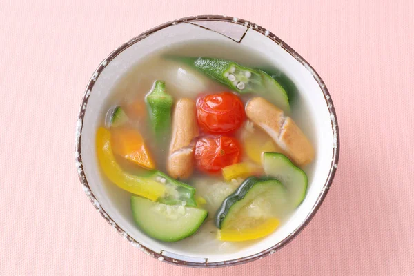 Zuppa Salsiccia Verdure Pot Feu Stile Giapponese — Foto Stock