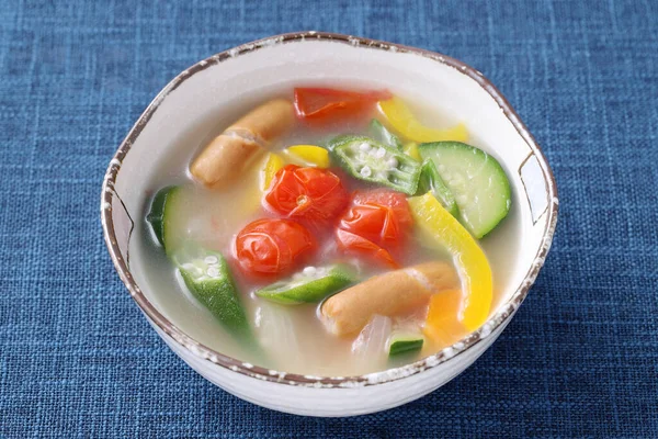 Soupe Saucisses Légumes Pot Feu Japonaise — Photo