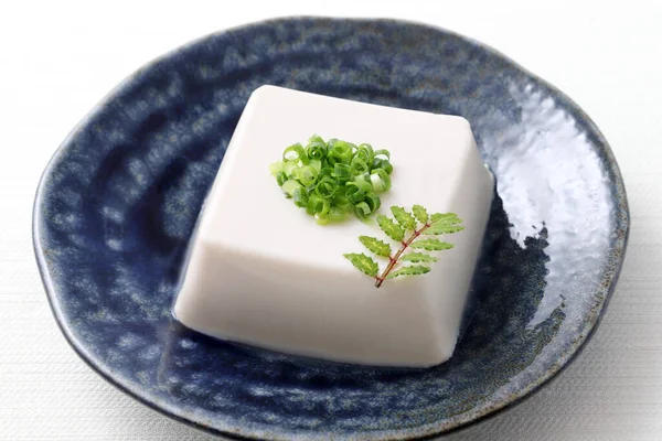 Nourriture Japonaise Tofu Froid Doux Japonais Dans Bol Sur Fond — Photo