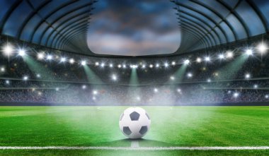 Maçtan önce stadyumda bir futbol topu