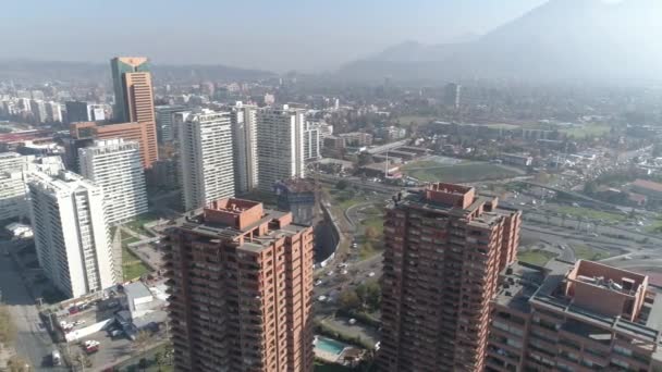 Flygfoto Över Park Och Staden Santiago Chile — Stockvideo