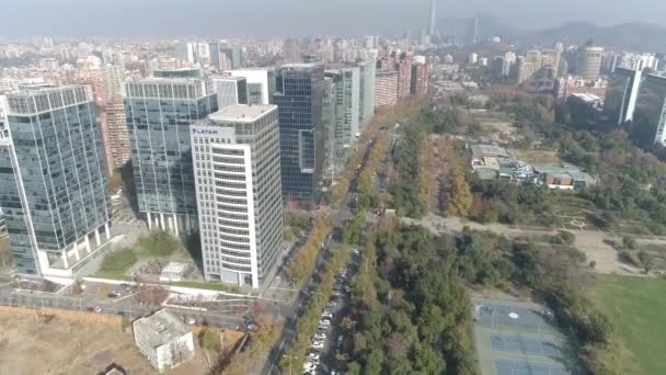 Flygfoto Över Park Och Staden Santiago Chile — Stockvideo