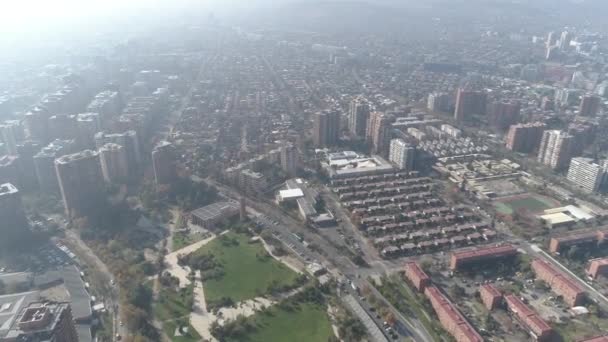 Flygfoto Över Park Och Staden Santiago Chile — Stockvideo