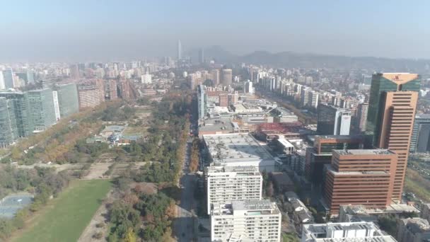 Flygfoto Över Park Och Staden Santiago Chile — Stockvideo