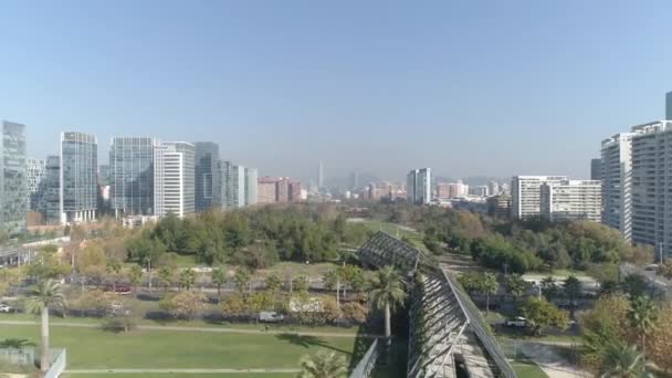 Flygfoto Över Park Och Staden Santiago Chile — Stockvideo