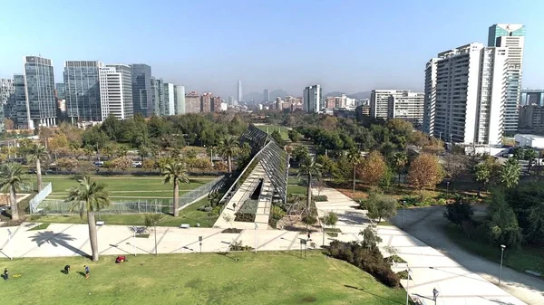 Εναέρια Άποψη Του Πάρκου Και Πόλη Τοπίου Στο Σαντιάγκο Χιλή — Φωτογραφία Αρχείου
