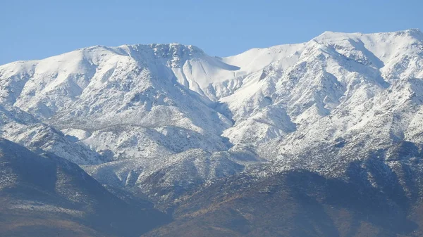 Paesaggio Neve Montagna Città Nuvole Santiago Del Cile — Foto Stock
