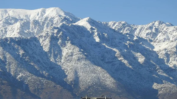 Landschap Van Berg Sneeuw Stad Wolken Santiago Chili — Stockfoto