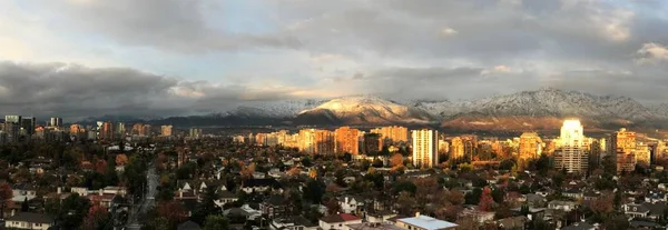 Landscape Mountain Snow City Clouds Santiago Chile — Stock Photo, Image