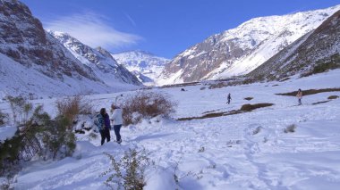 Dağ kar ve Şili'deki doğa manzara