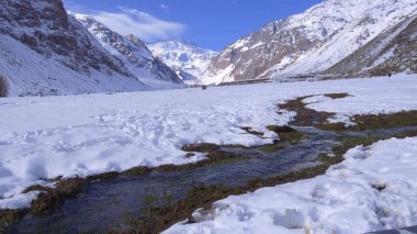 Dağ kar ve Şili'deki doğa manzara