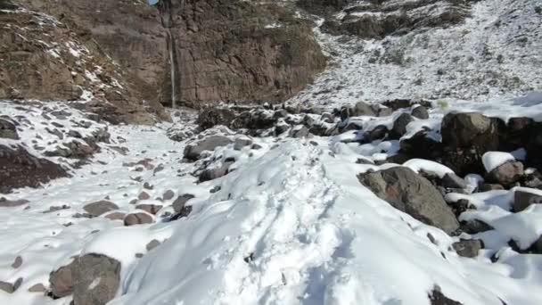 Τοπίο Χιόνι Στο Βουνό Και Φύση Στο Σαντιάγκο Χιλή — Αρχείο Βίντεο