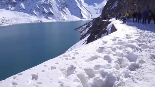 Paisaje Nieve Montaña Laguna Naturaleza Santiago Chile — Vídeo de stock