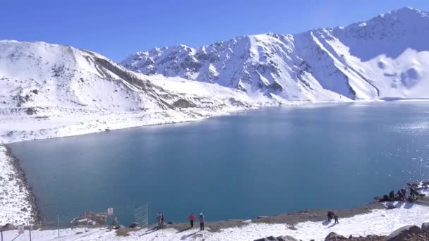 Paisagem Neve Montanha Lagoa Natureza Santiago Chile — Vídeo de Stock
