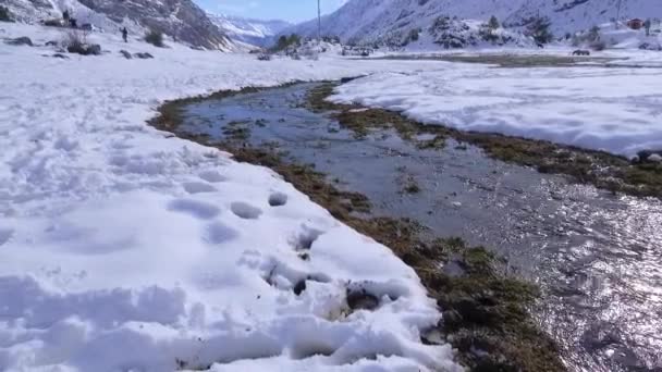 Landschaft Fluss Und Gebirgsschnee Santiago Chile — Stockvideo