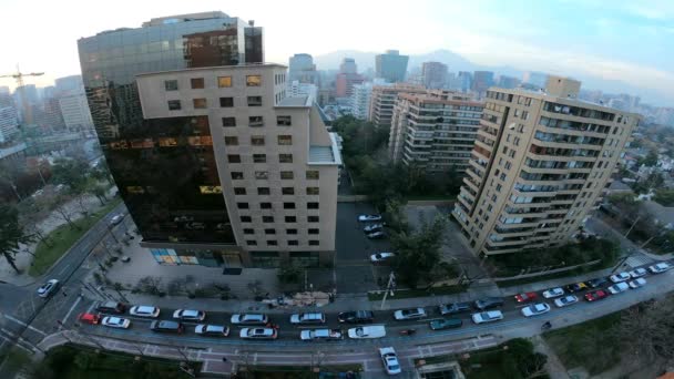 Santiago Şili Için Günbatımı Şehir Işıkları — Stok video