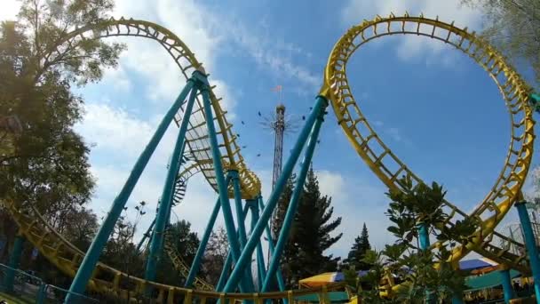 Roller Coaster Ride Amusement Park Chile — Stock Video