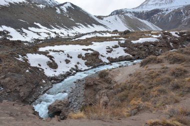 manzara, dağ kar ve şelale