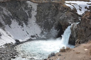 manzara, dağ kar ve şelale